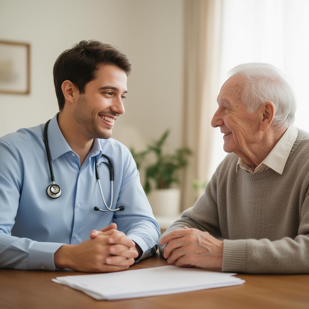 Caregiver supporting an elderly client at home